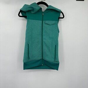 Burton Womens Vest XS Blue Green Hooded Pockets Snowboard Whistler Blackcomb